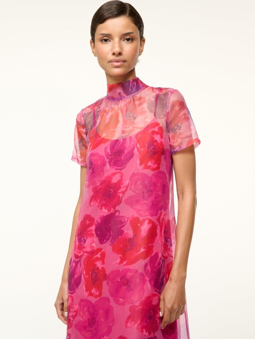 Staud Calluna Dress Magenta Painted Floral Size XL - Picture 7 of 15